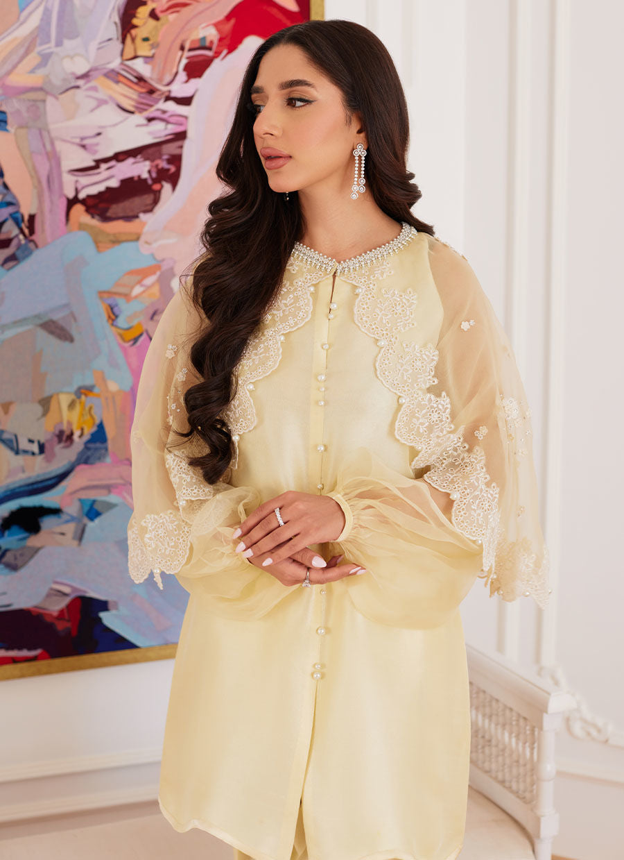 Farah Talib Aziz | Luna Eid Collection 24 | ESMERALDA PASTEL YELLOW