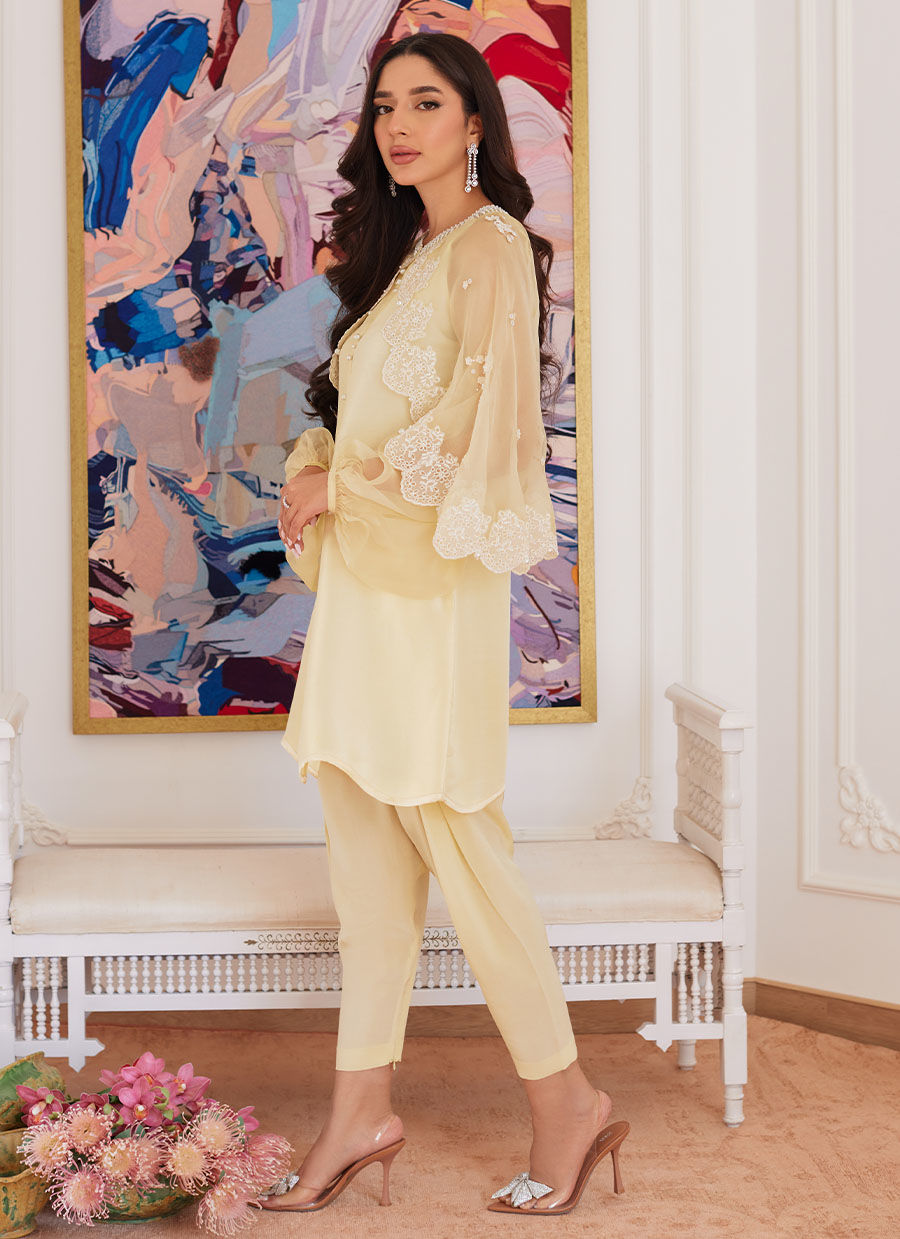 Farah Talib Aziz | Luna Eid Collection 24 | ESMERALDA PASTEL YELLOW