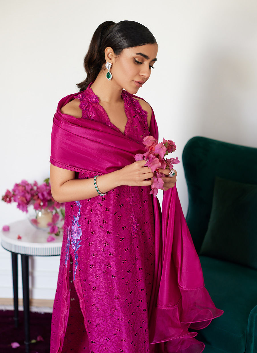 Farah Talib Aziz | Luna Eid Collection 24 | CLARIENE HOT PINK - Official Farah Talib Aziz - Agha Fabrics UK