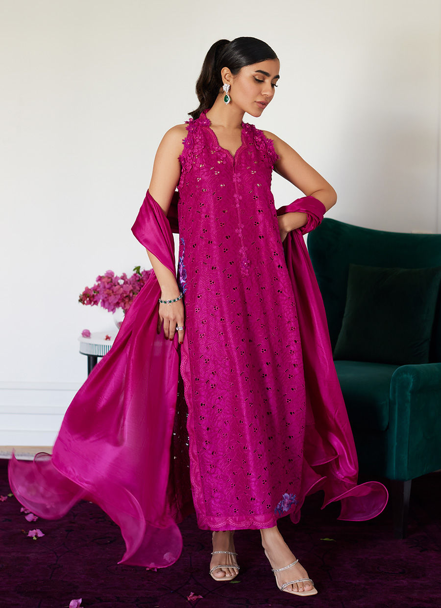 Farah Talib Aziz | Luna Eid Collection 24 | CLARIENE HOT PINK - Official Farah Talib Aziz - Agha Fabrics UK
