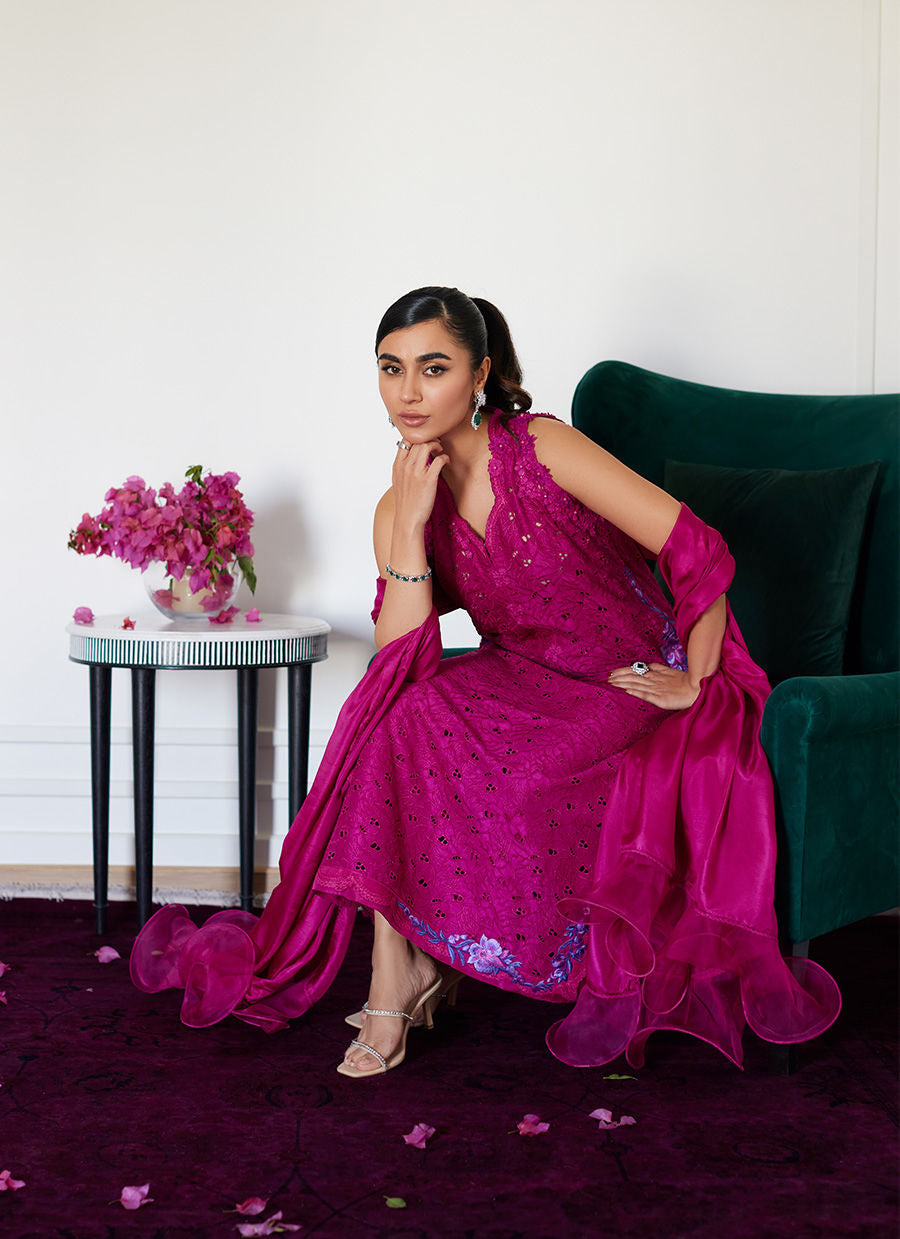 Farah Talib Aziz | Luna Eid Collection 24 | CLARIENE HOT PINK - Official Farah Talib Aziz - Agha Fabrics UK