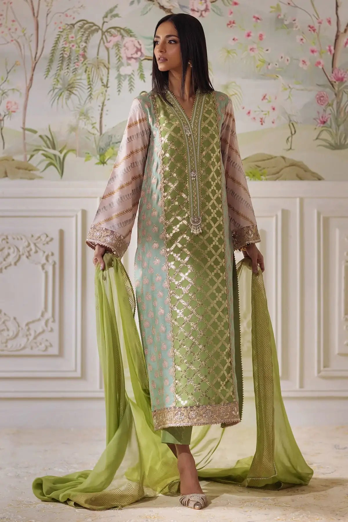 Annus Abrar | Elemental Festive | Nishba (Shirt, Pants and Dupatta) - Official Annus Abrar - Agha Fabrics UK