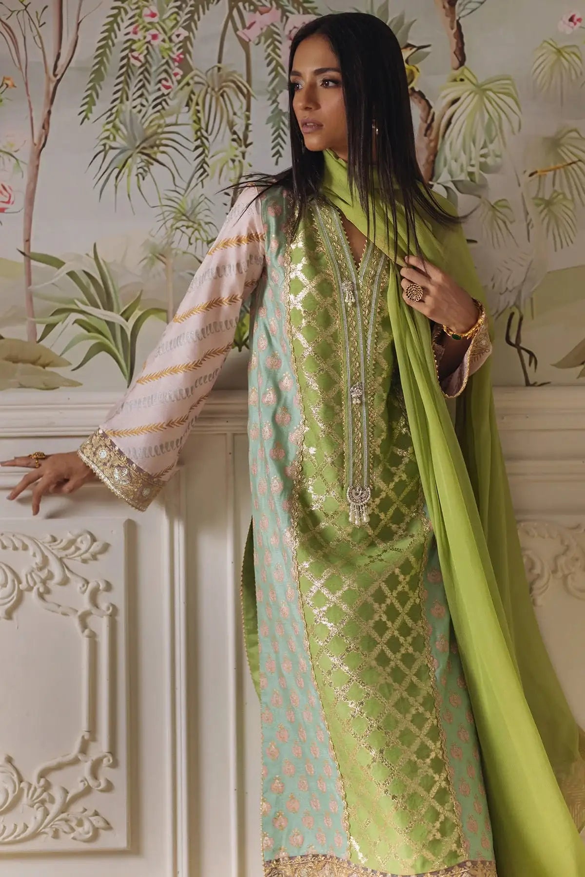 Annus Abrar | Elemental Festive | Nishba (Shirt, Pants and Dupatta) - Official Annus Abrar - Agha Fabrics UK