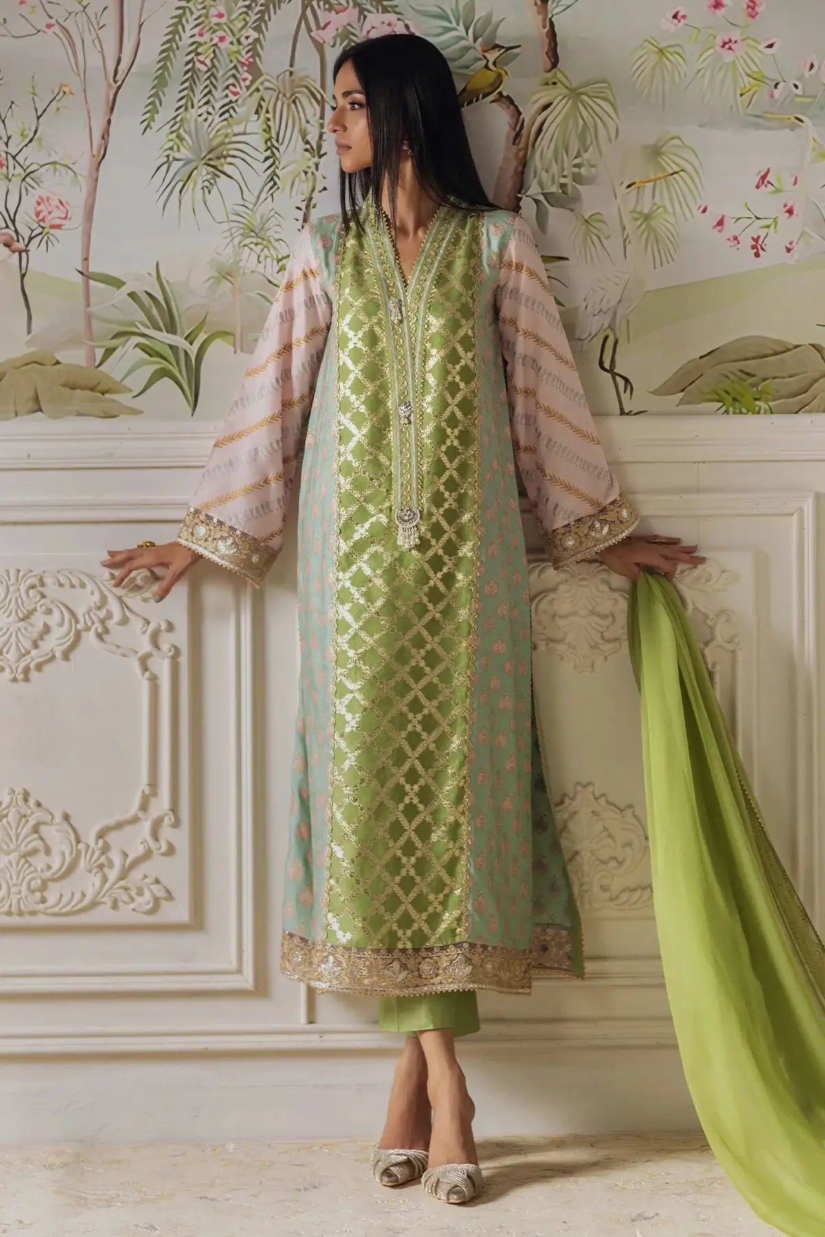 Annus Abrar | Elemental Festive | Nishba (Shirt, Pants and Dupatta) - Official Annus Abrar - Agha Fabrics UK