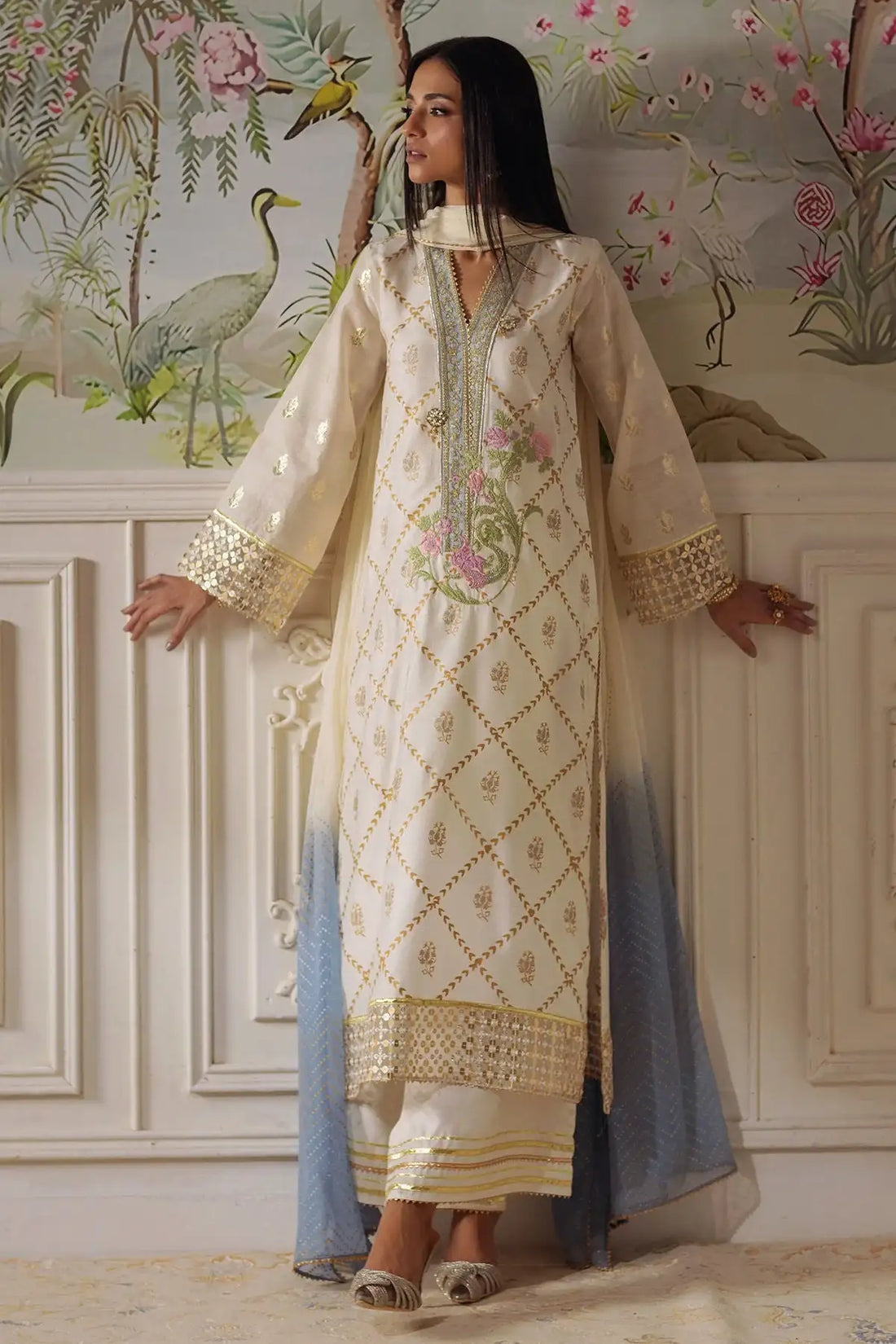 Annus Abrar | Elemental Festive | Fasila (Shirt, Pants and Dupatta) - Official Annus Abrar - Agha Fabrics UK