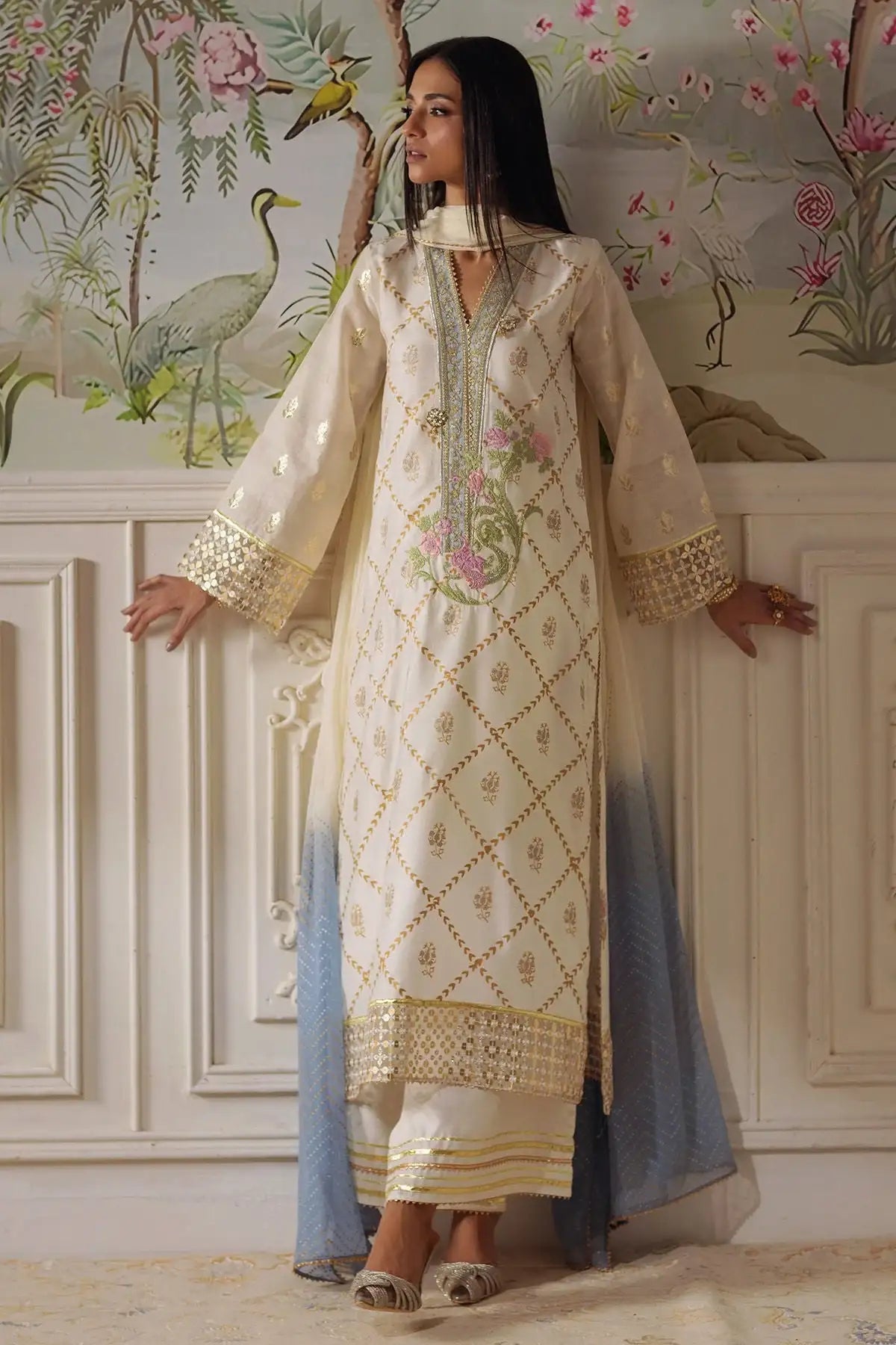 Annus Abrar | Elemental Festive | Fasila (Shirt, Pants and Dupatta) - Official Annus Abrar - Agha Fabrics UK