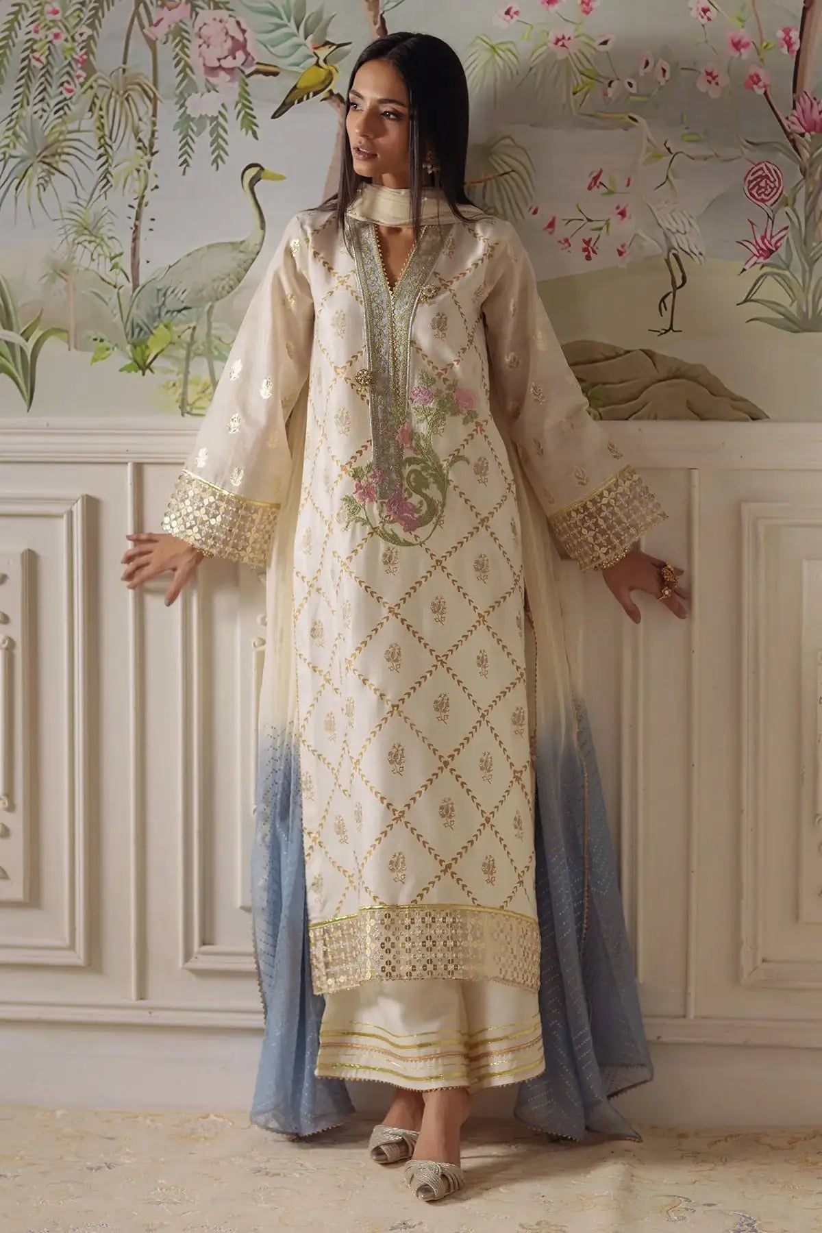 Annus Abrar | Elemental Festive | Fasila (Shirt, Pants and Dupatta) - Official Annus Abrar - Agha Fabrics UK