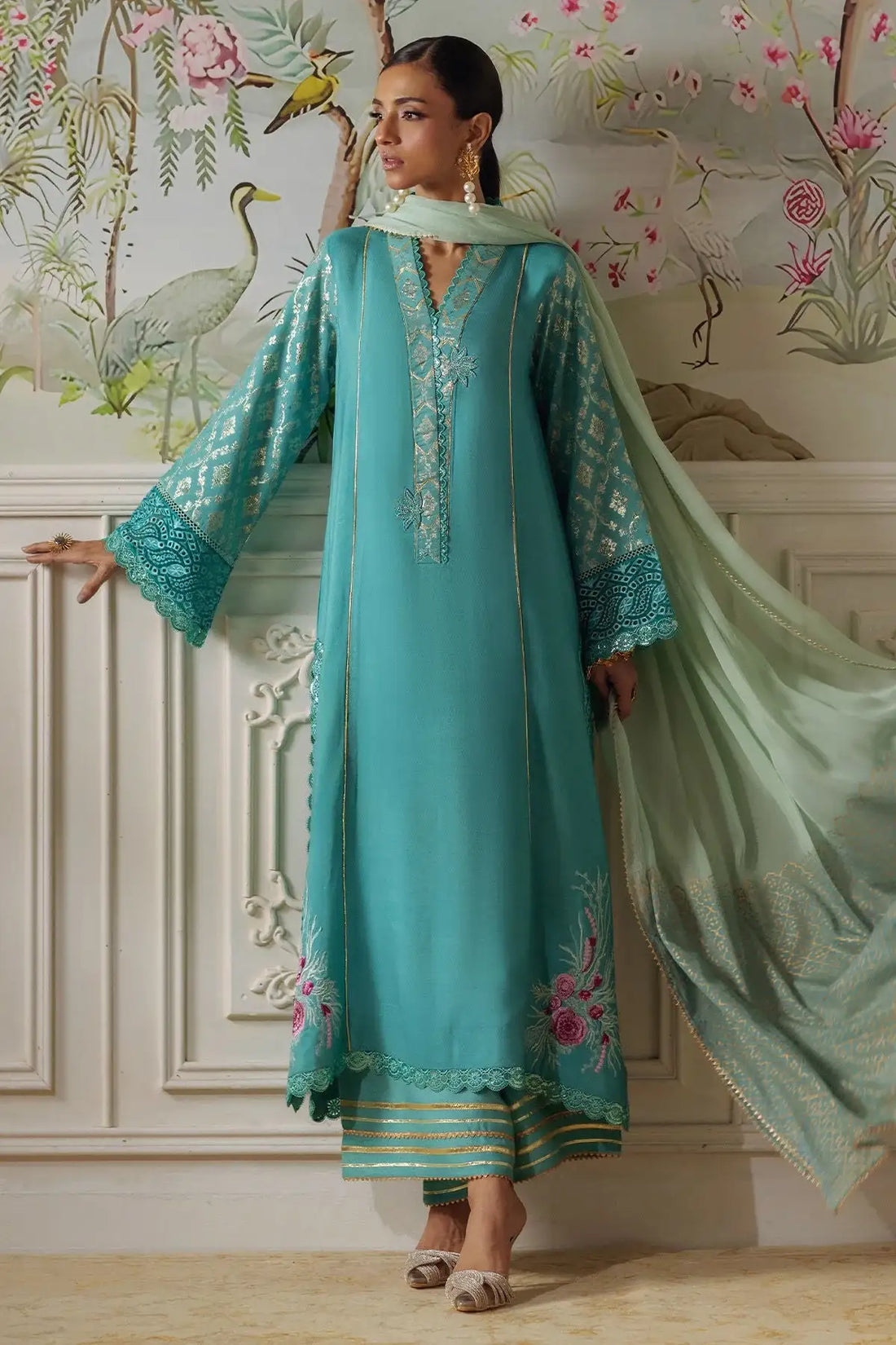Annus Abrar | Elemental Festive | Reshaal (Shirt, Pants and Dupatta) - Official Annus Abrar - Agha Fabrics UK