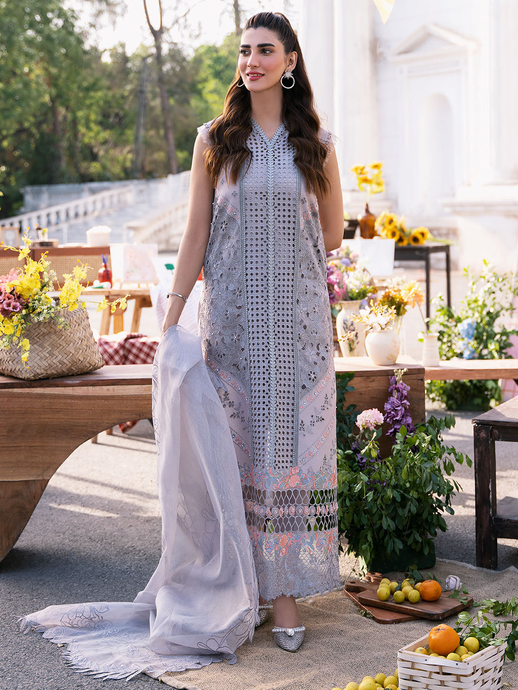 Bin Ilyas | Clara Embroidered Lawn 24 | 215 - B - Official Bin Ilyas - Agha Fabrics UK