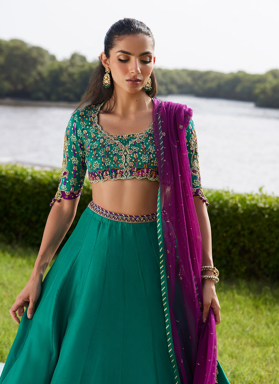 Farah Talib Aziz | Mayna Festive Luxe Pret | Amaranth Lehnga Choli - Official Farah Talib Aziz - Agha Fabrics UK
