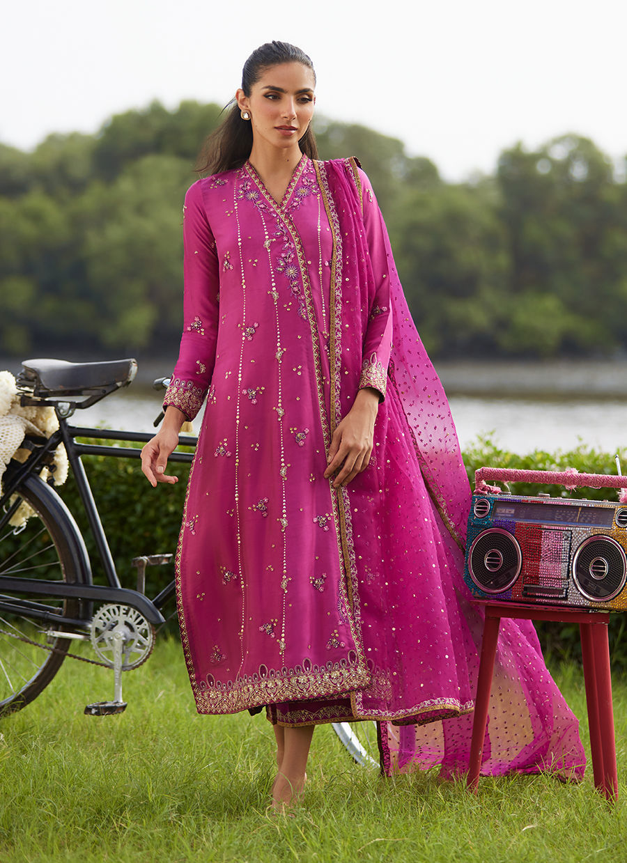 Farah Talib Aziz | Mayna Festive Luxe Pret | Mirage Magenta Shirt And Dupatta - Official Farah Talib Aziz - Agha Fabrics UK