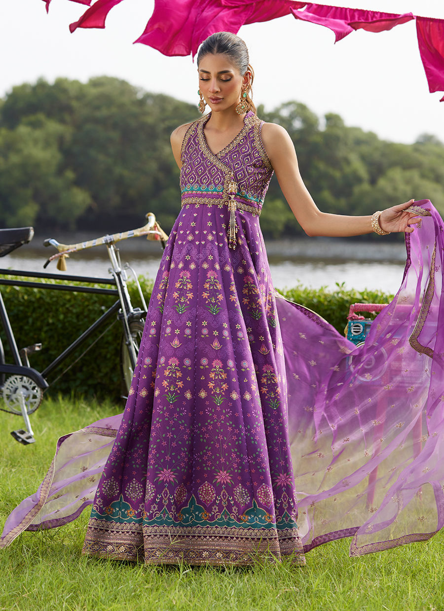 Farah Talib Aziz | Mayna Festive Luxe Pret | Aurora Aubergine Kalidaar And Dupatta - Official Farah Talib Aziz - Agha Fabrics UK