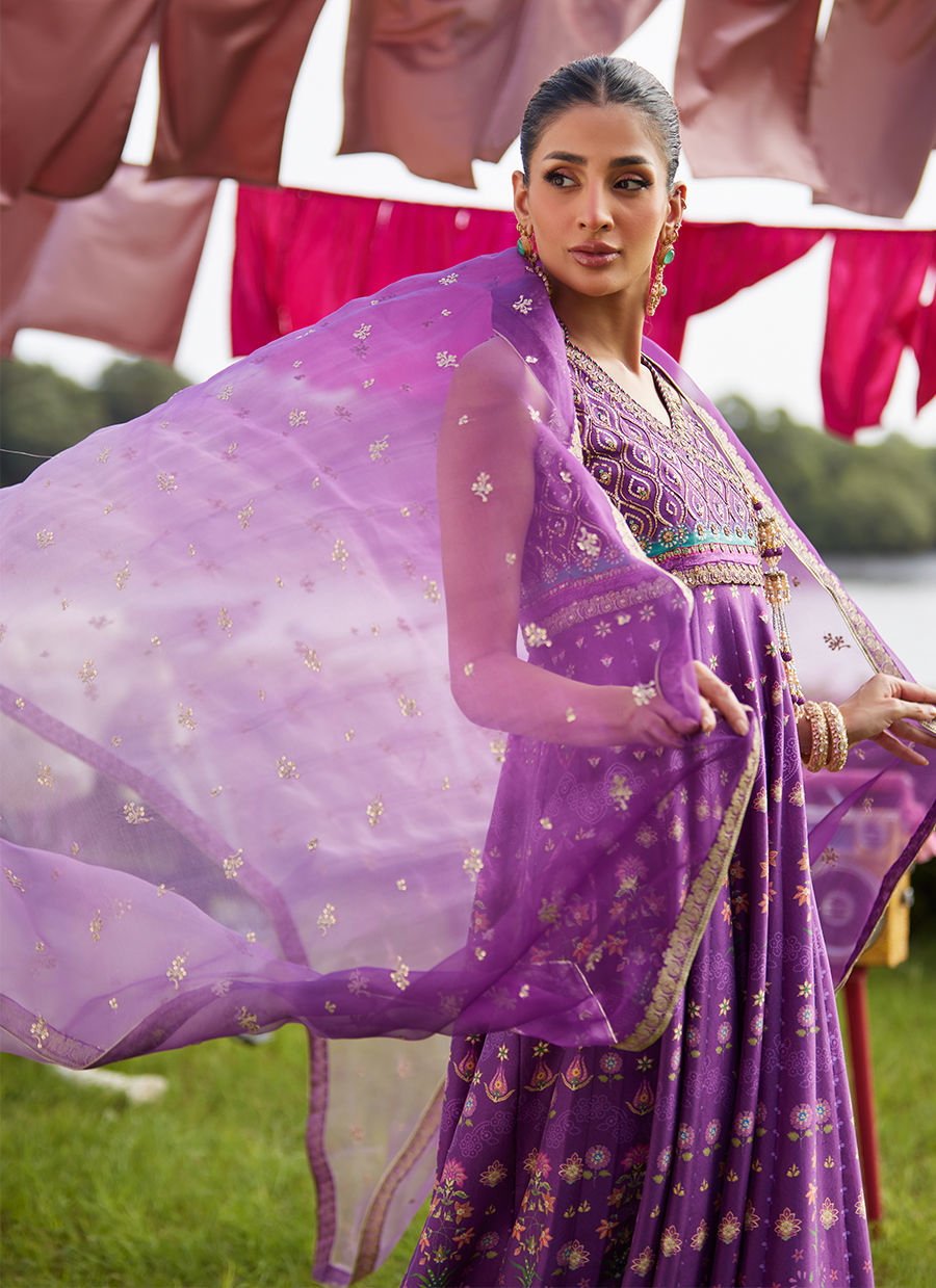 Farah Talib Aziz | Mayna Festive Luxe Pret | Aurora Aubergine Kalidaar And Dupatta - Official Farah Talib Aziz - Agha Fabrics UK