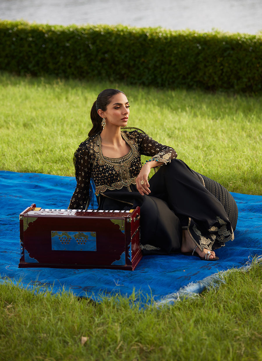 Farah Talib Aziz | Mayna Festive Luxe Pret | Mehzar Black Kalidaar And Dupatta - Official Farah Talib Aziz - Agha Fabrics UK