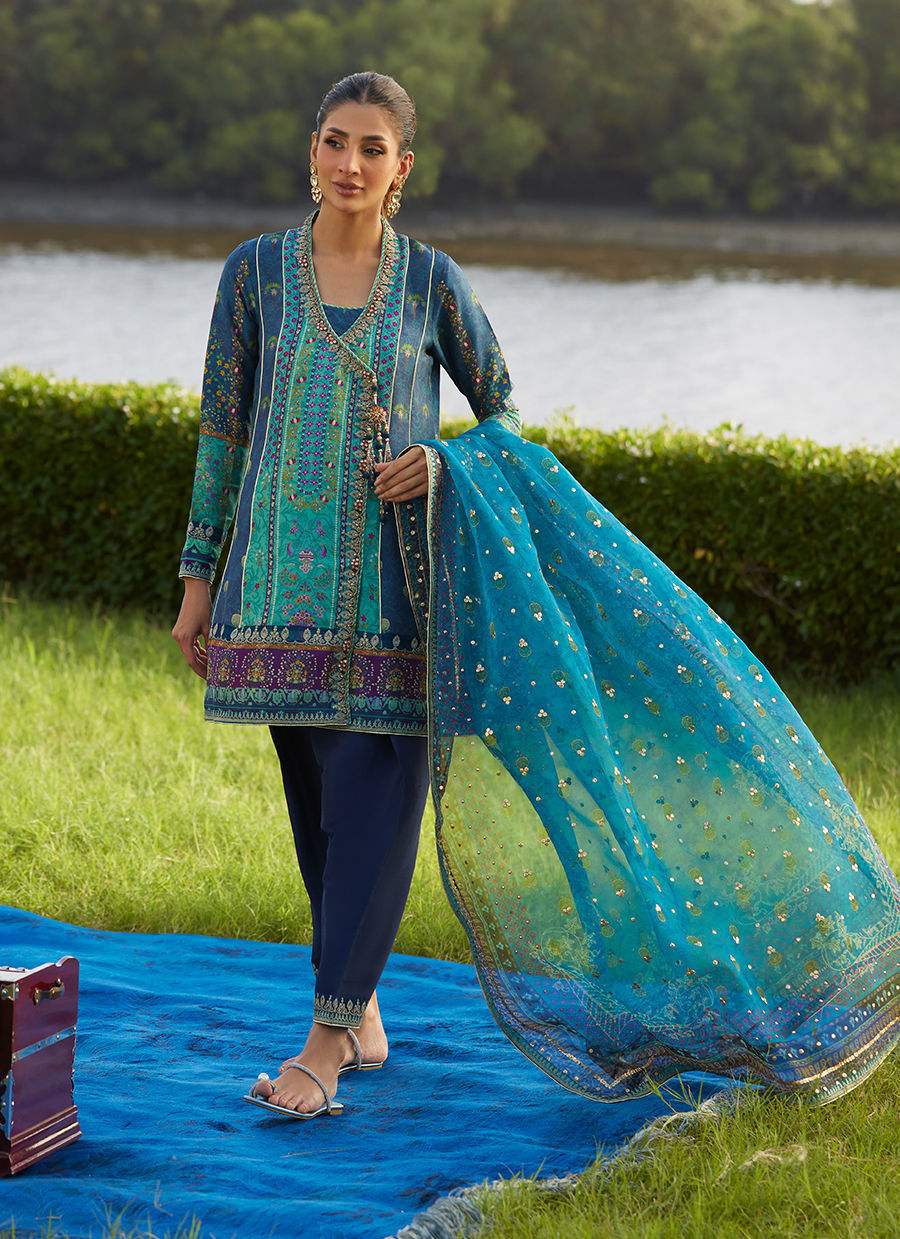 Farah Talib Aziz | Mayna Festive Luxe Pret | Azeema Angarkha And Dupatta - Official Farah Talib Aziz - Agha Fabrics UK
