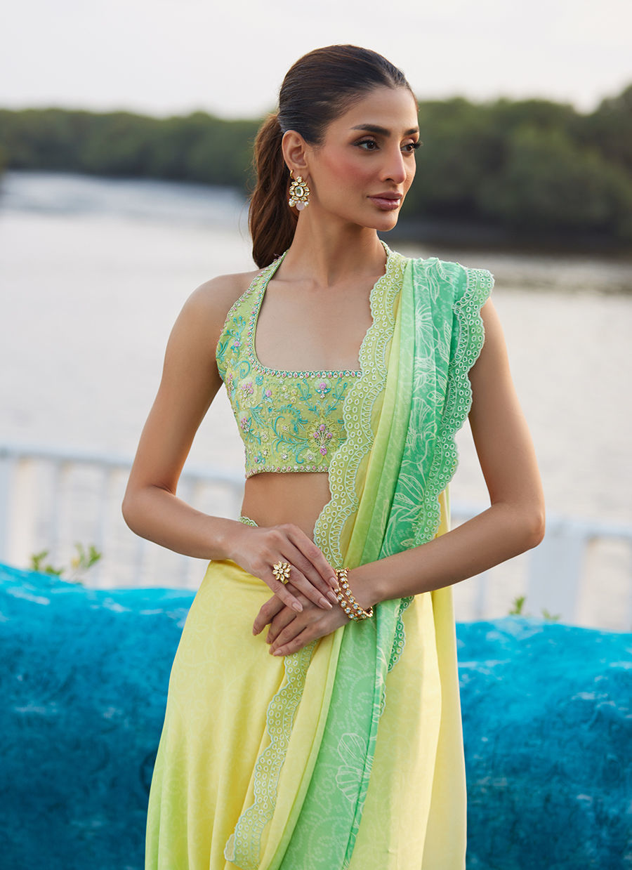 Farah Talib Aziz | Mayna Festive Luxe Pret | Celeste Ombre Saree - Official Farah Talib Aziz - Agha Fabrics UK