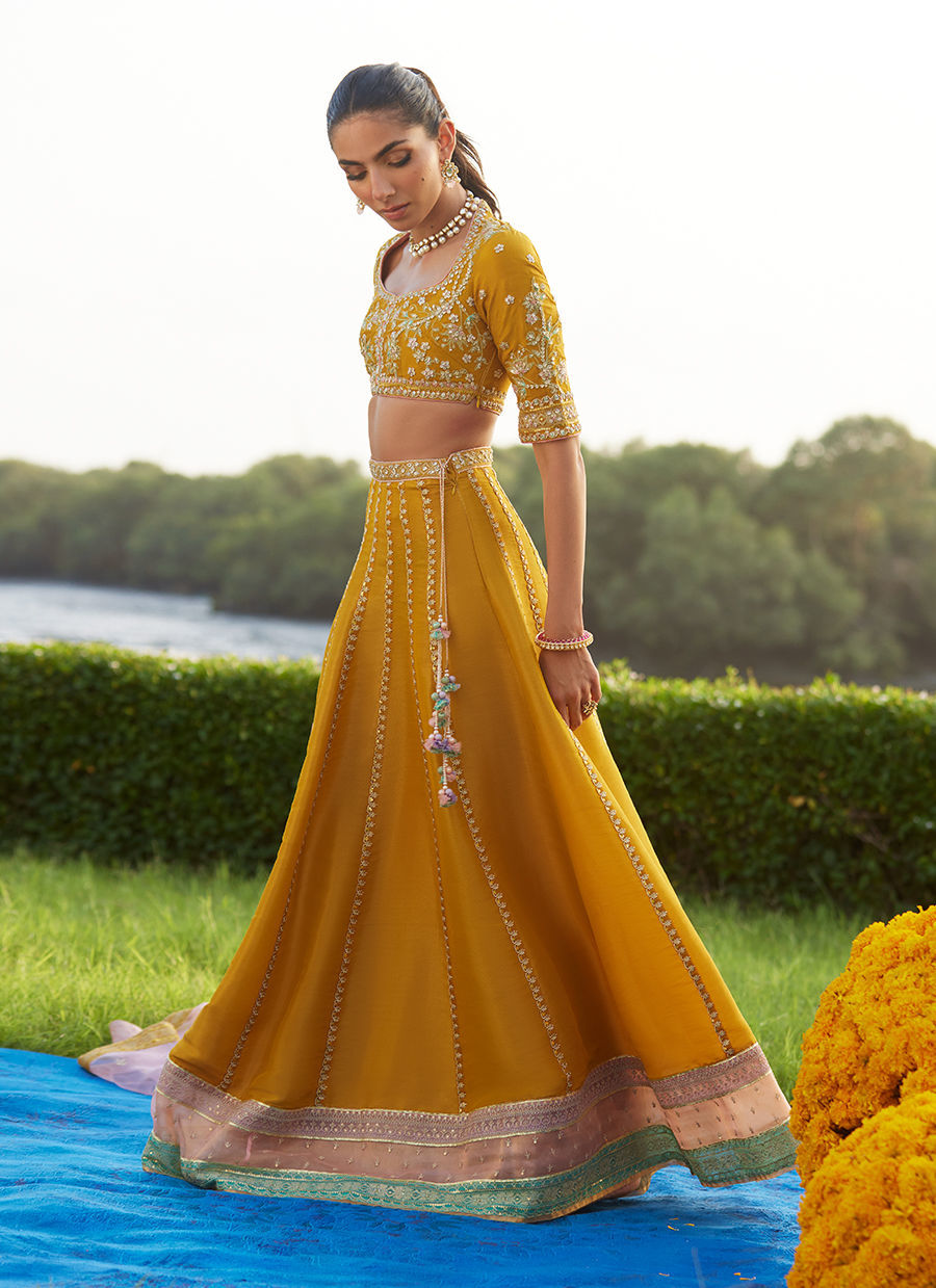 Farah Talib Aziz | Mayna Festive Luxe Pret | Zard Lengha Choli - Official Farah Talib Aziz - Agha Fabrics UK