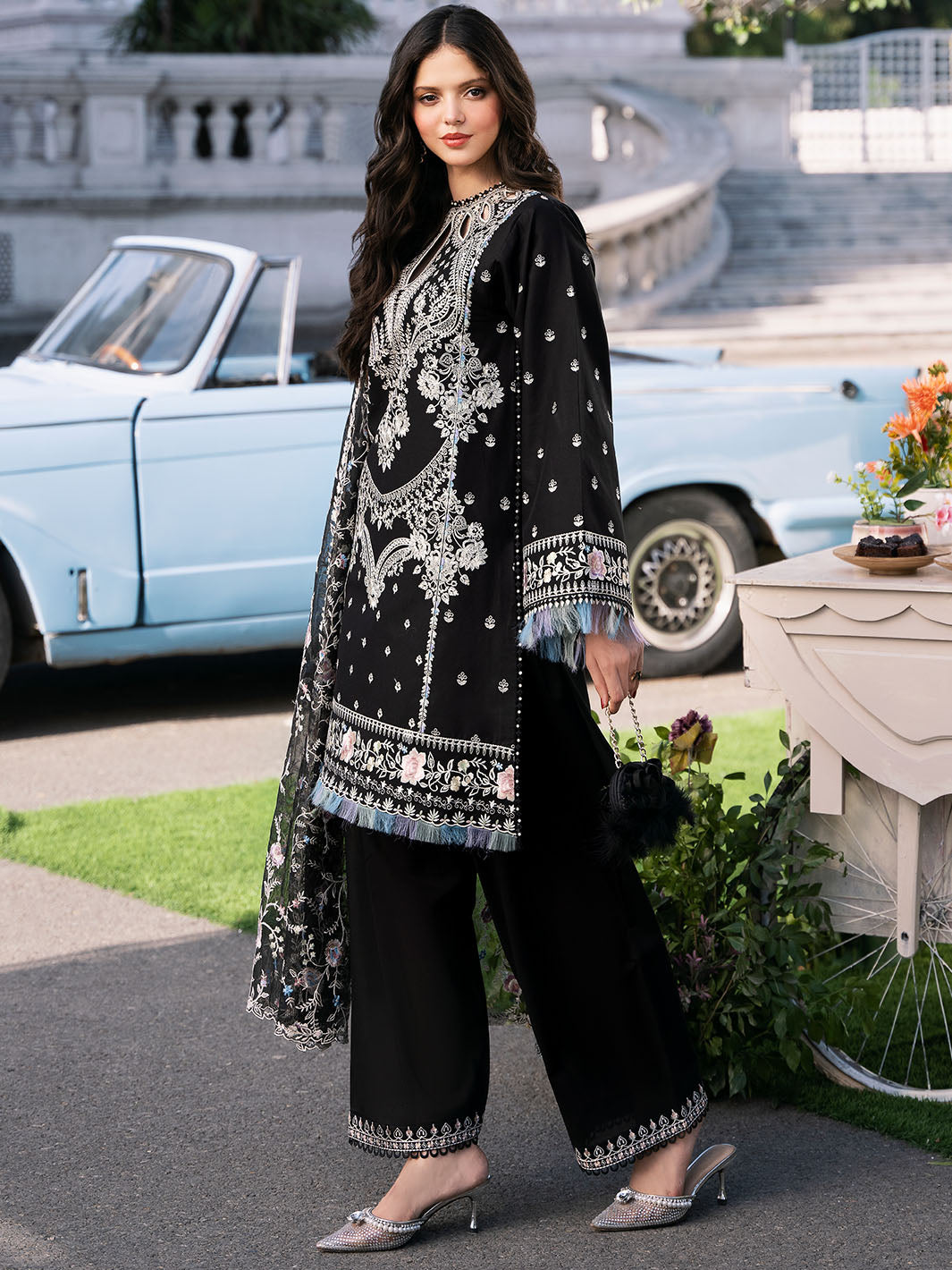 Bin Ilyas | Clara Embroidered Lawn 24 | 214 - A - Official Bin Ilyas - Agha Fabrics UK