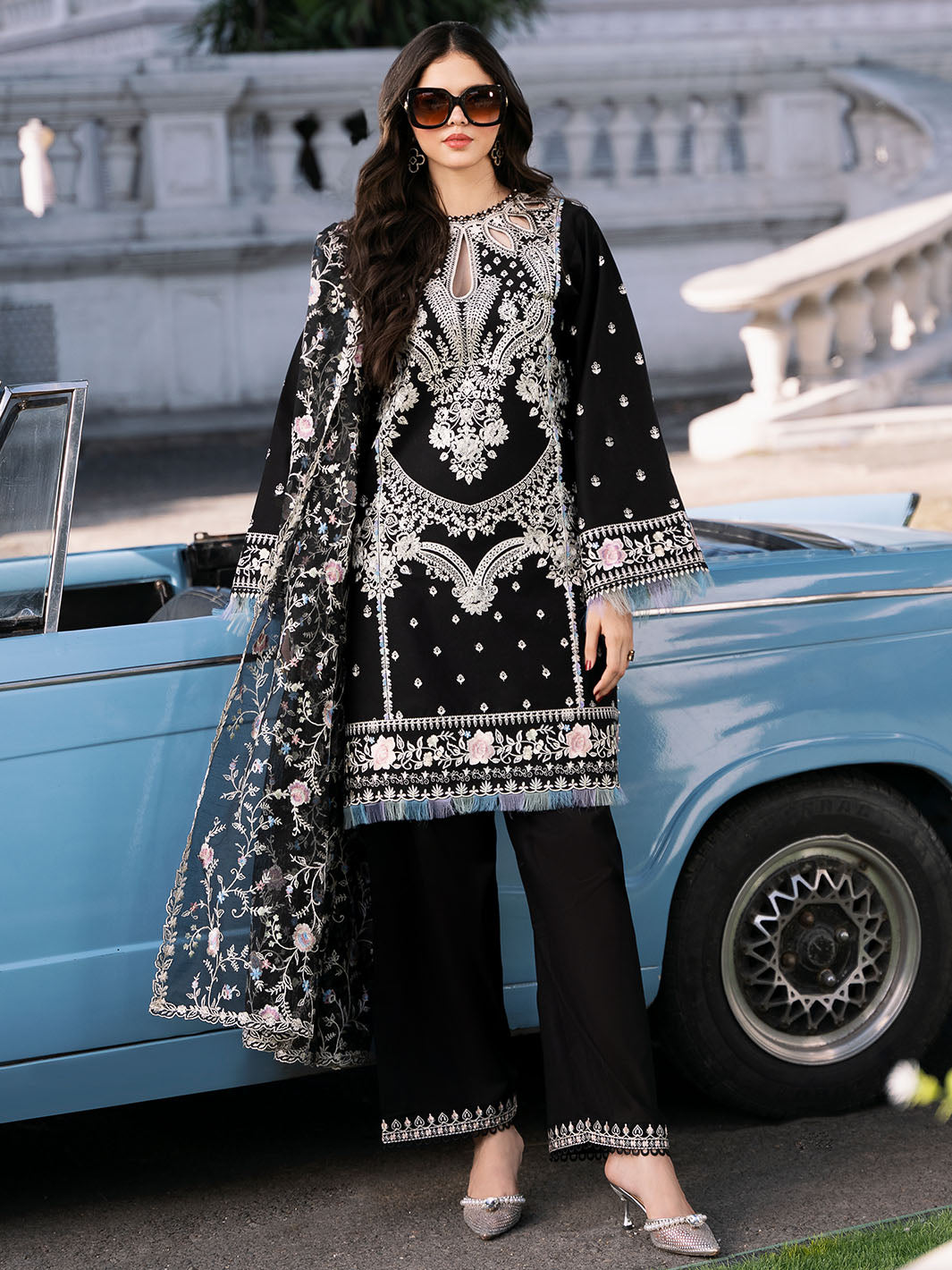 Bin Ilyas | Clara Embroidered Lawn 24 | 214 - A - Official Bin Ilyas - Agha Fabrics UK