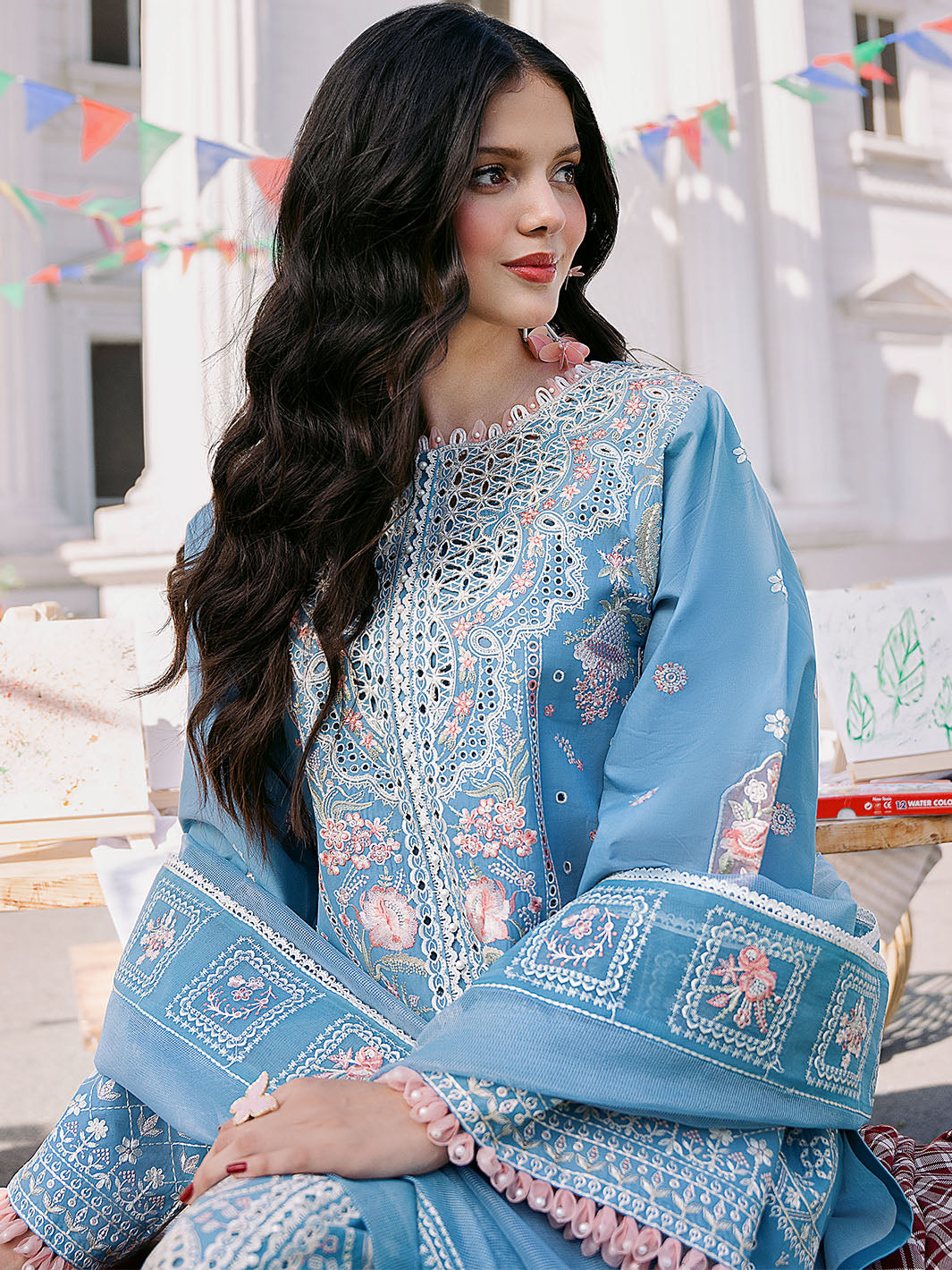 Bin Ilyas | Clara Embroidered Lawn 24 | 212 - A - Official Bin Ilyas - Agha Fabrics UK