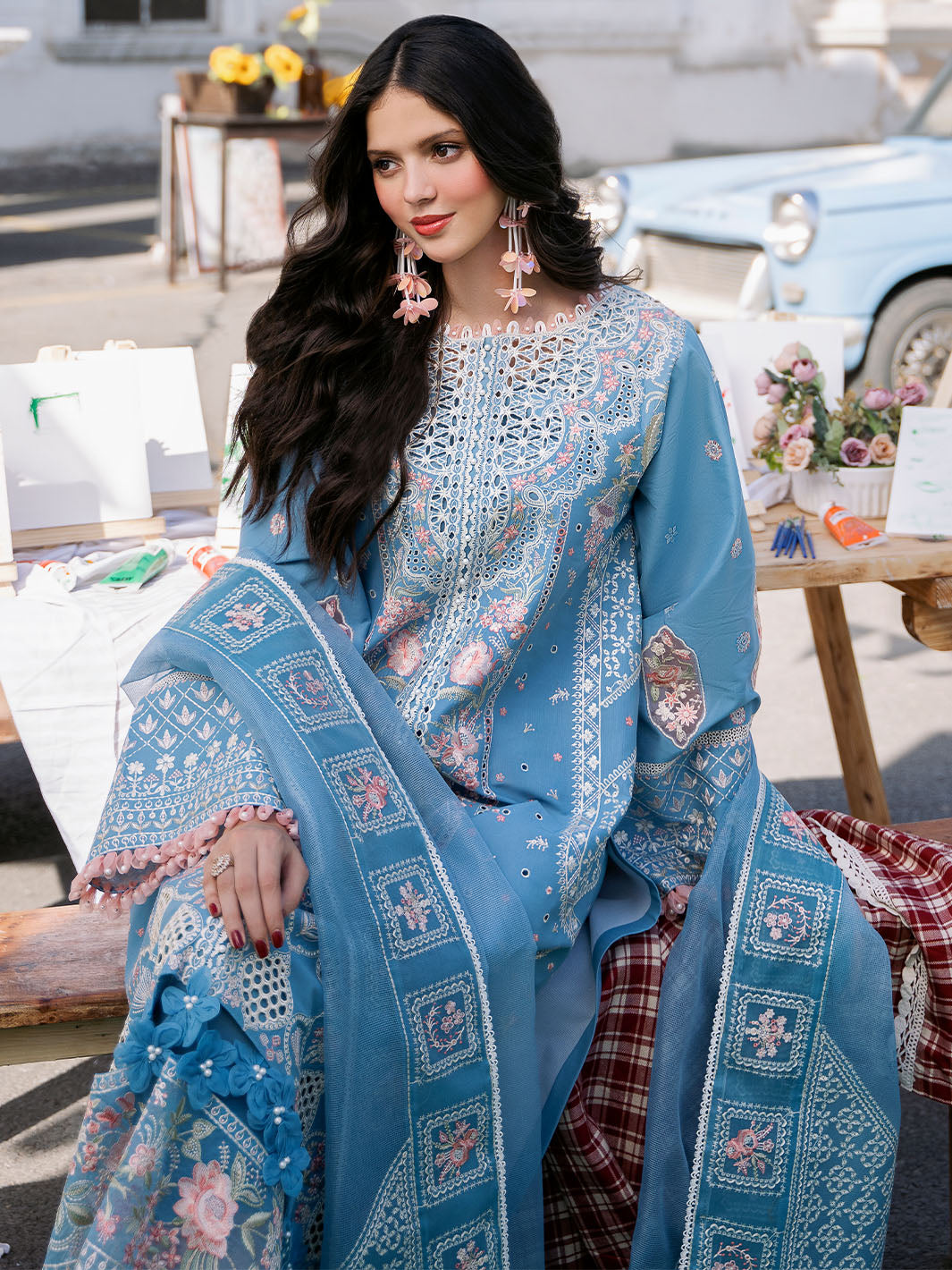 Bin Ilyas | Clara Embroidered Lawn 24 | 212 - A - Official Bin Ilyas - Agha Fabrics UK
