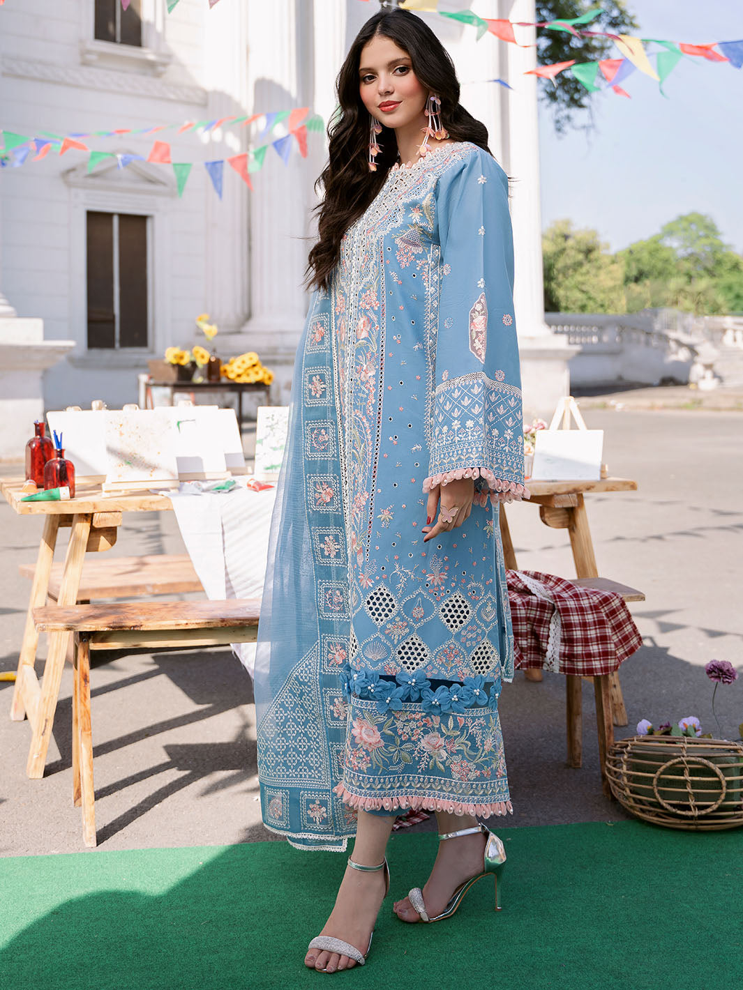 Bin Ilyas | Clara Embroidered Lawn 24 | 212 - A - Official Bin Ilyas - Agha Fabrics UK