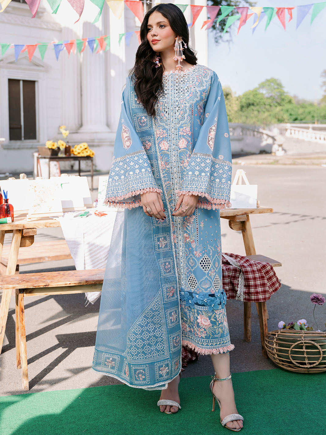 Bin Ilyas | Clara Embroidered Lawn 24 | 212 - A - Official Bin Ilyas - Agha Fabrics UK