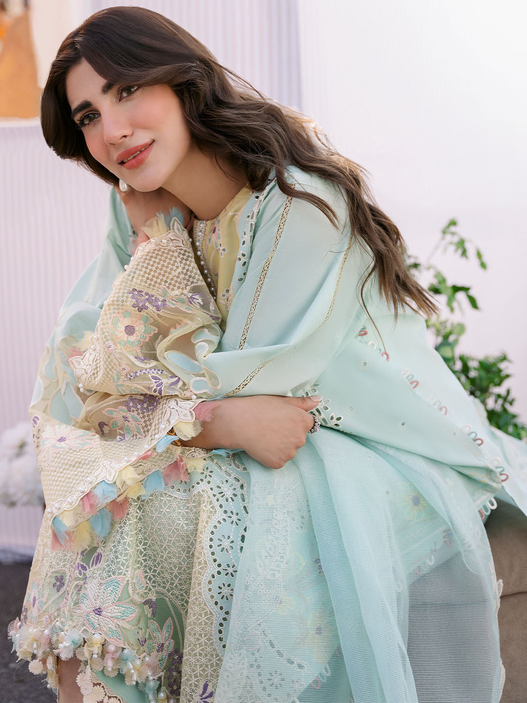Bin Ilyas | Clara Embroidered Lawn 24 | 216 - B - Official Bin Ilyas - Agha Fabrics UK