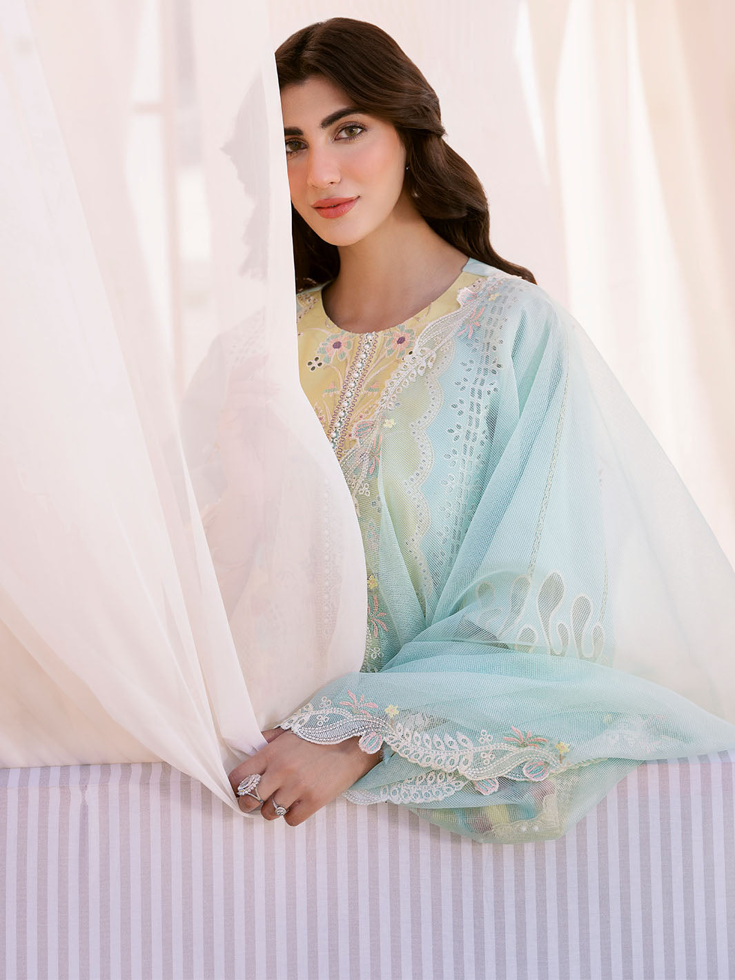 Bin Ilyas | Clara Embroidered Lawn 24 | 216 - B - Official Bin Ilyas - Agha Fabrics UK