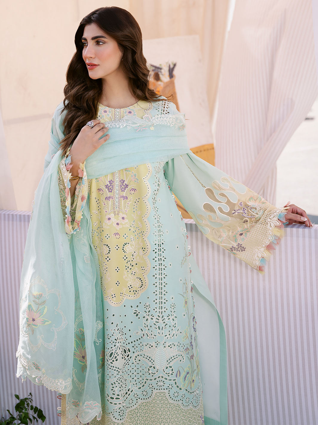 Bin Ilyas | Clara Embroidered Lawn 24 | 216 - B - Official Bin Ilyas - Agha Fabrics UK