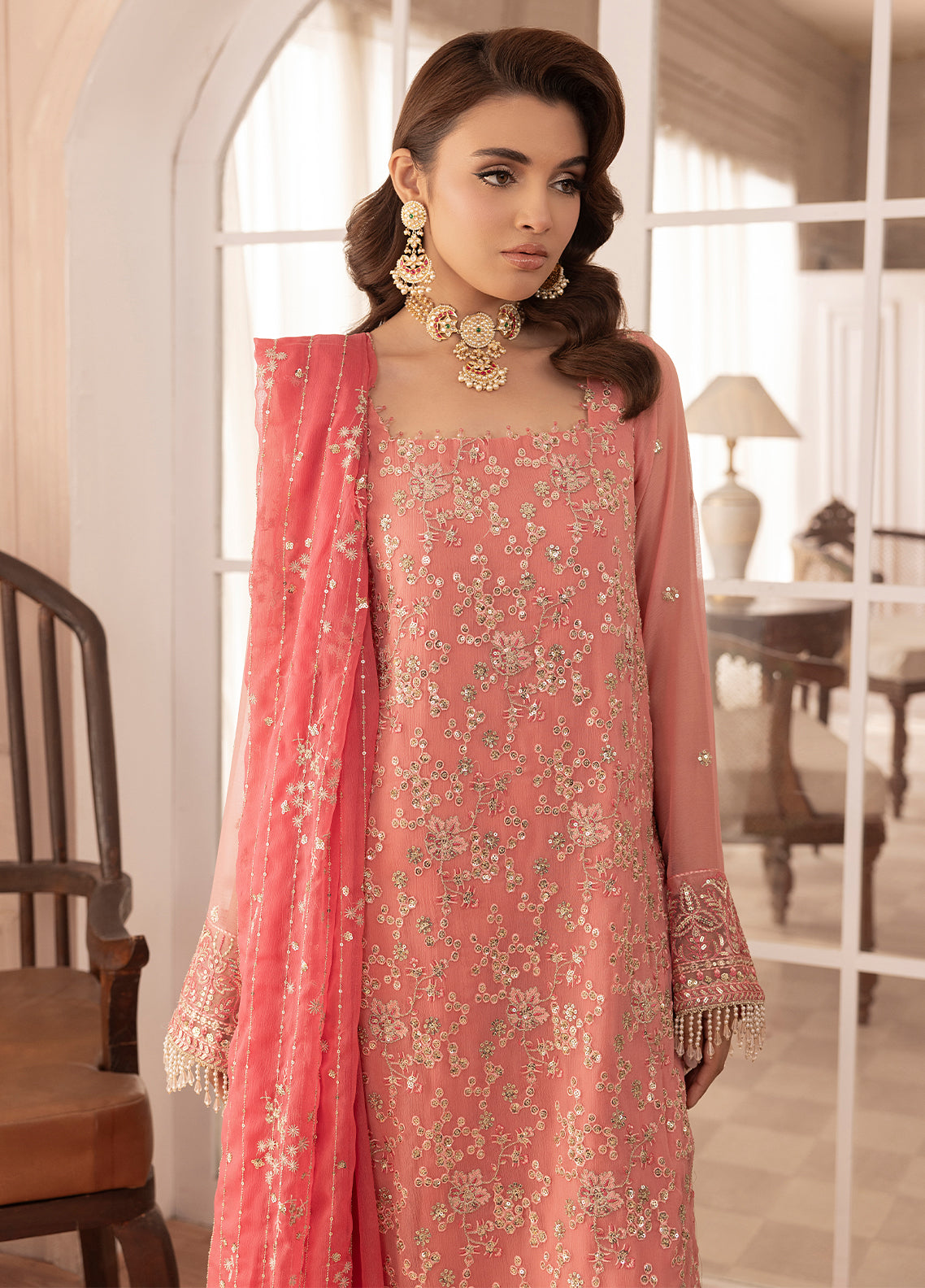 Sahane | Elyssa Festive Chiffon | CT-19003 Rosa - ELYSSA