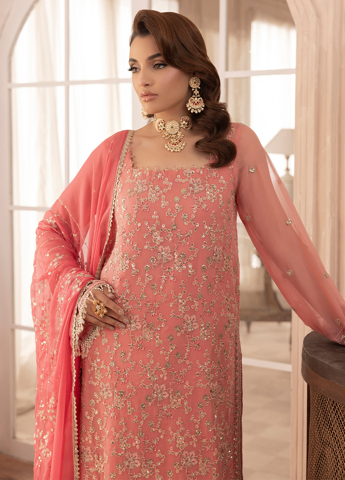 Sahane | Elyssa Festive Chiffon | CT-19003 Rosa - ELYSSA