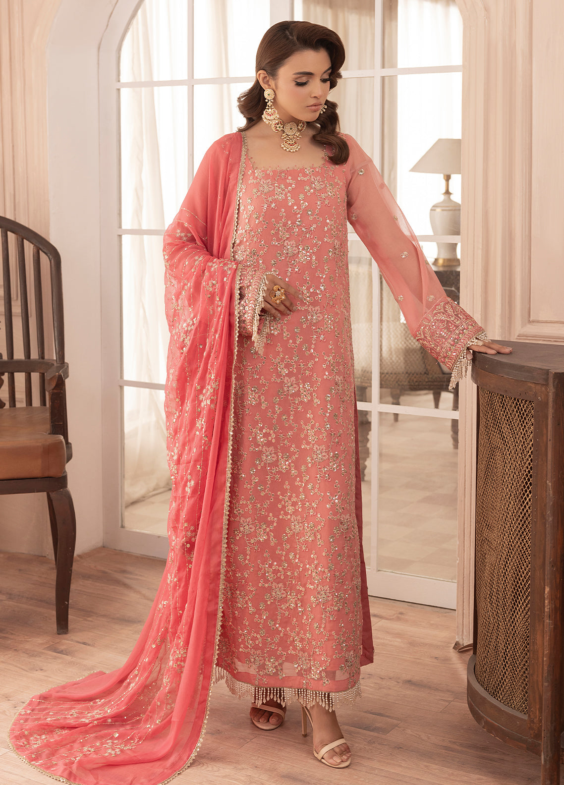 Sahane | Elyssa Festive Chiffon | CT-19003 Rosa - ELYSSA