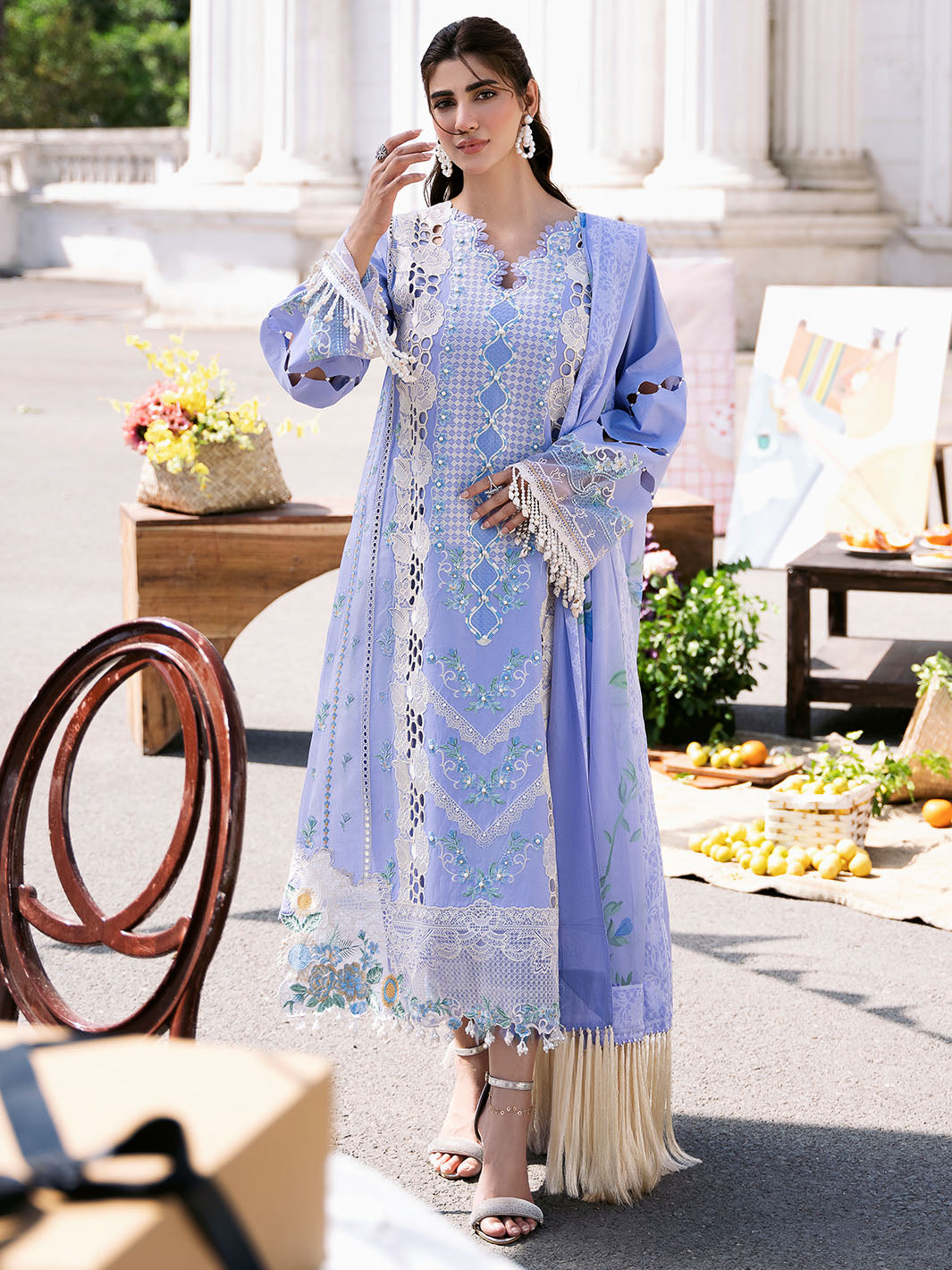 Bin Ilyas | Clara Embroidered Lawn 24 | 213 - A - Official Bin Ilyas - Agha Fabrics UK
