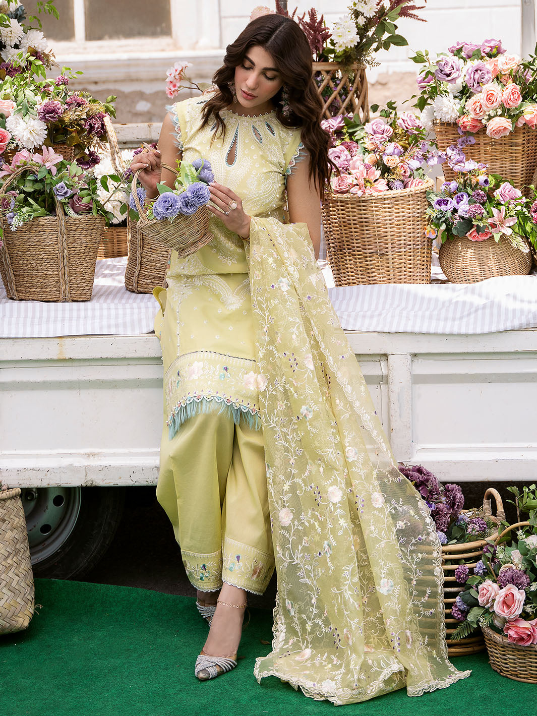 Bin Ilyas | Clara Embroidered Lawn 24 | 214 - B - Official Bin Ilyas - Agha Fabrics UK