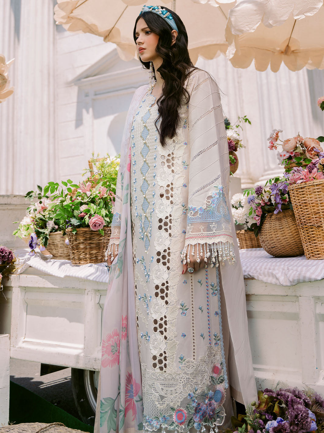 Bin Ilyas | Clara Embroidered Lawn 24 | 213 - B - Official Bin Ilyas - Agha Fabrics UK
