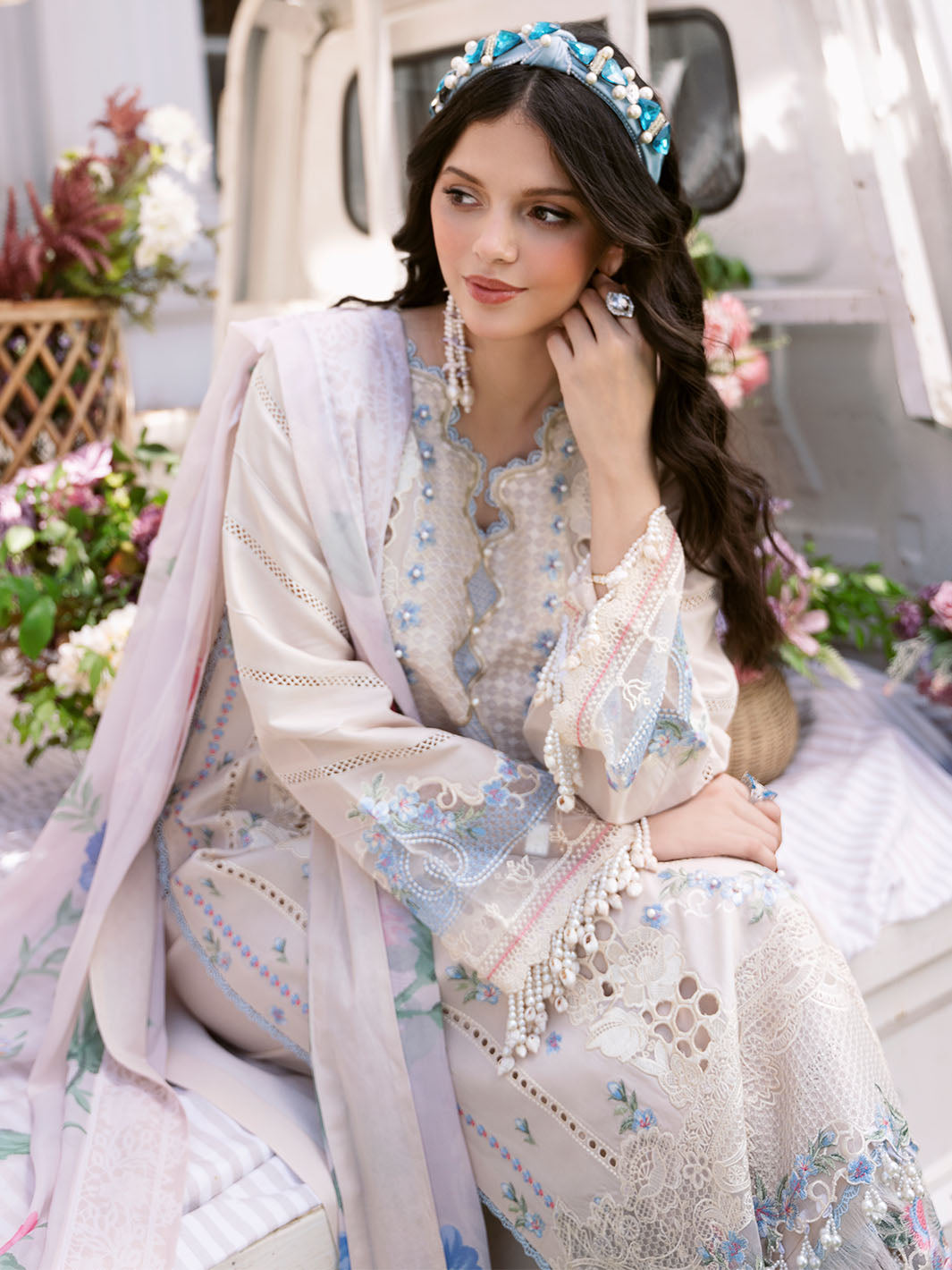 Bin Ilyas | Clara Embroidered Lawn 24 | 213 - B - Official Bin Ilyas - Agha Fabrics UK