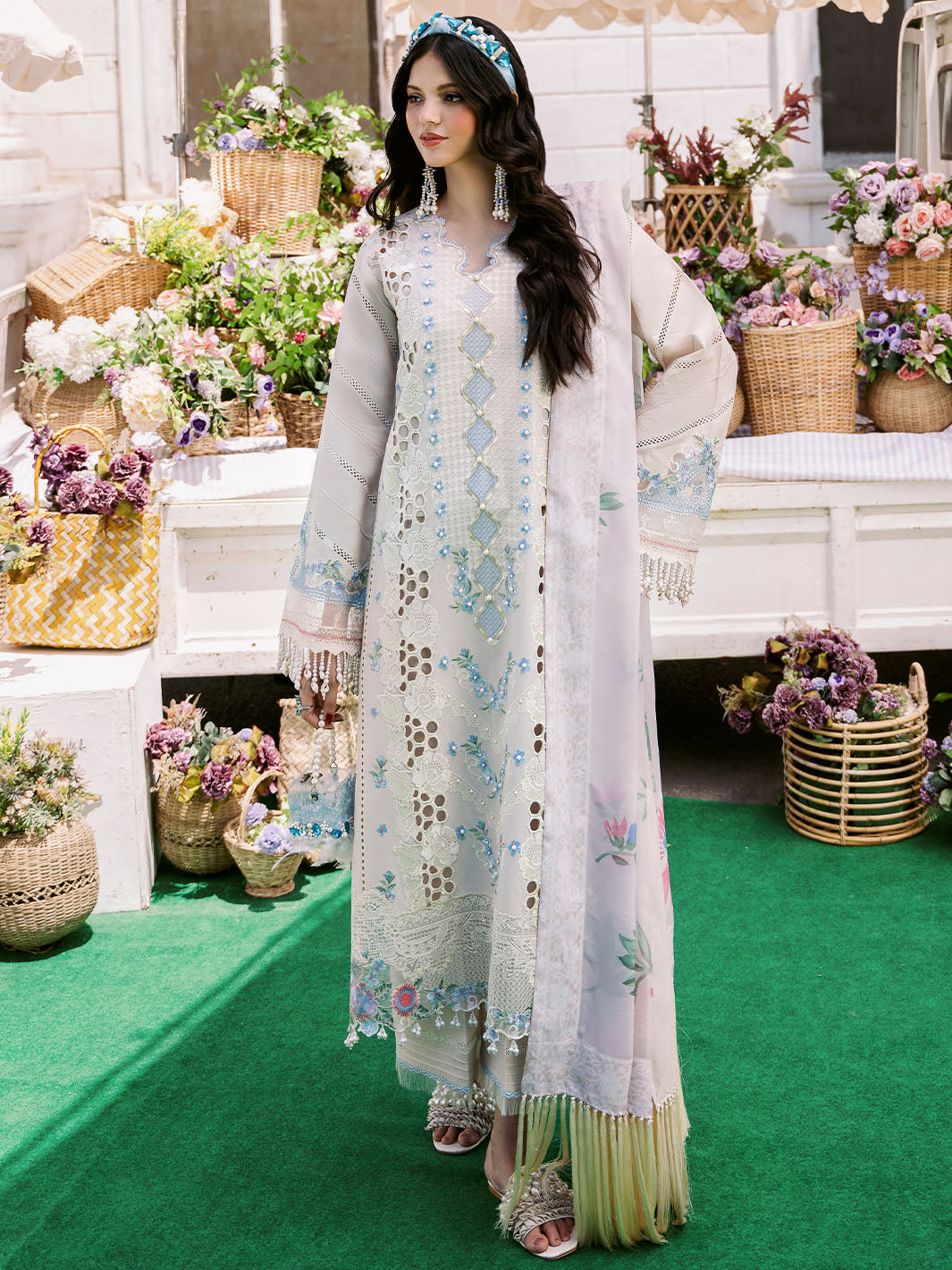 Bin Ilyas | Clara Embroidered Lawn 24 | 213 - B - Official Bin Ilyas - Agha Fabrics UK