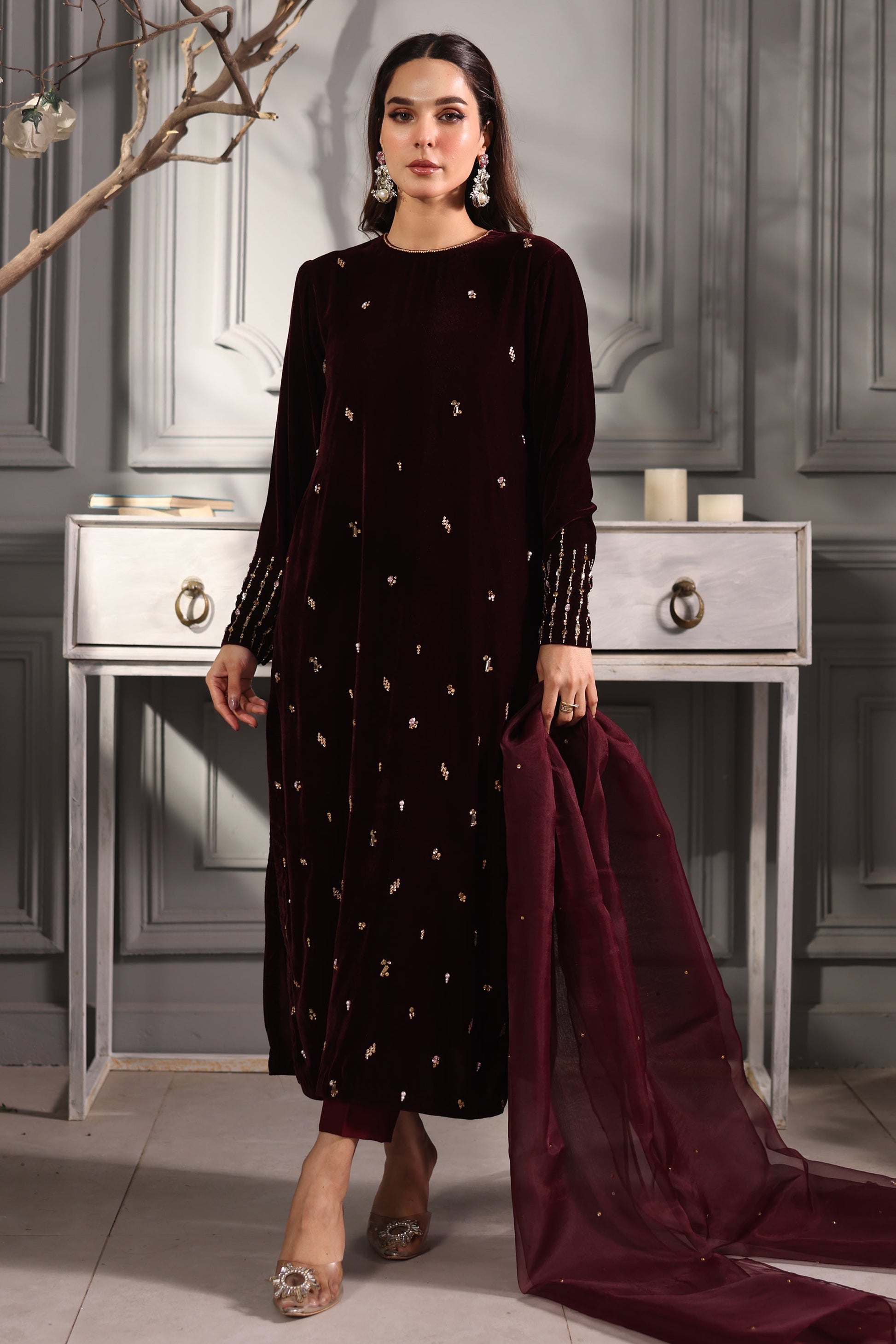Hana | Mavi Velvets | Velvet Whisper - Official Agha Fabrics - Agha Fabrics UK