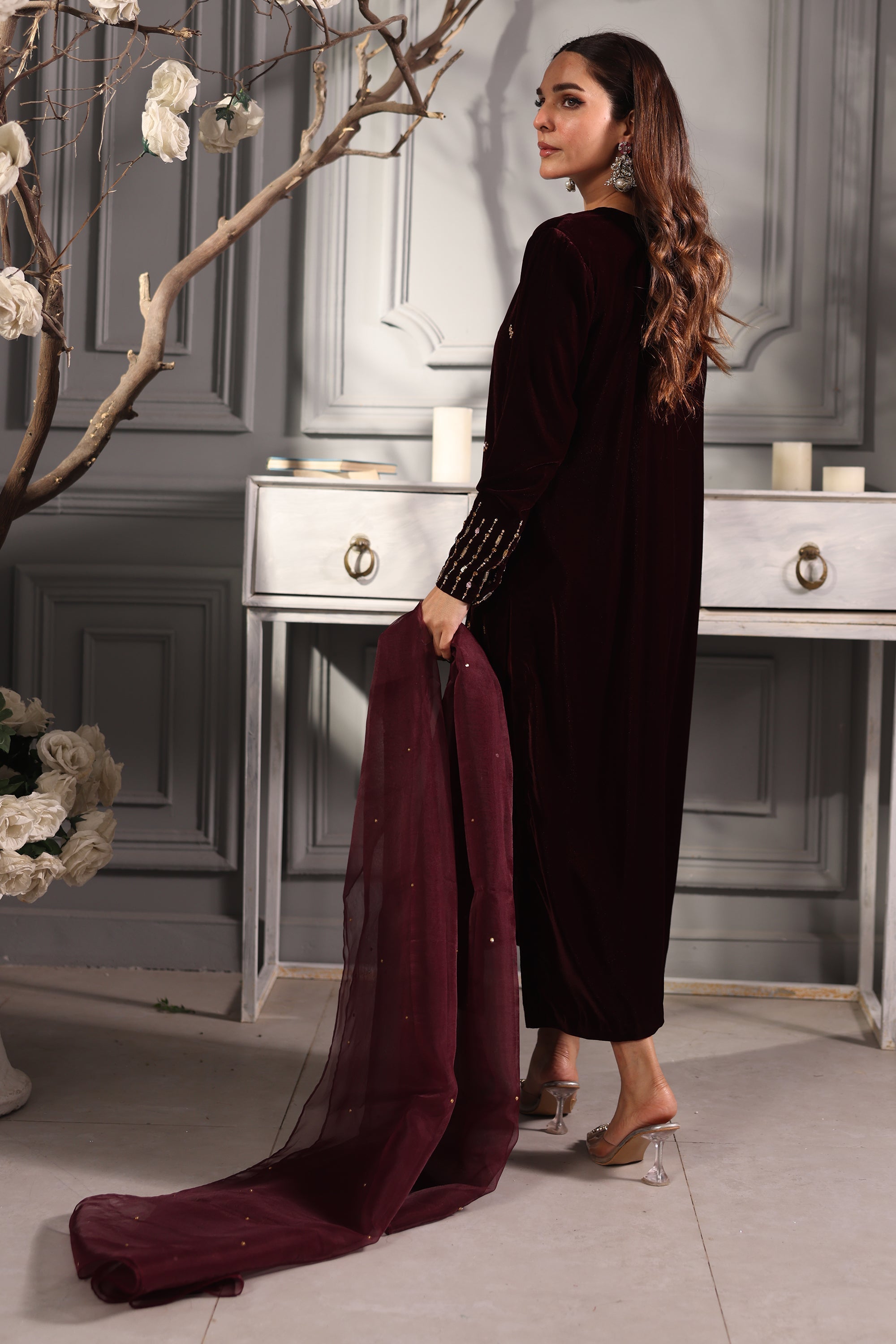 Hana | Mavi Velvets | Velvet Whisper - Official Agha Fabrics - Agha Fabrics UK