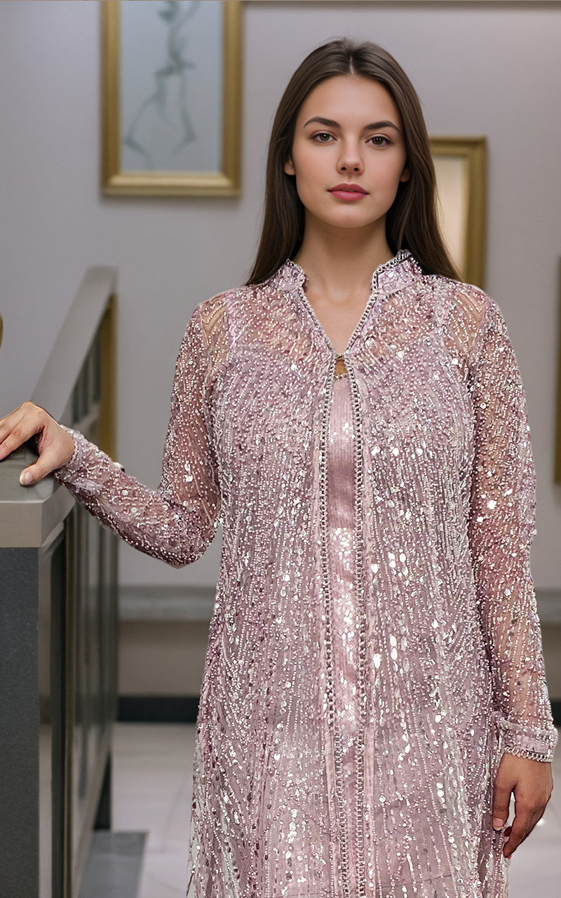 Threads and Motifs | Formal Dresses 25 | Net Embroidered Jacket With Maxi