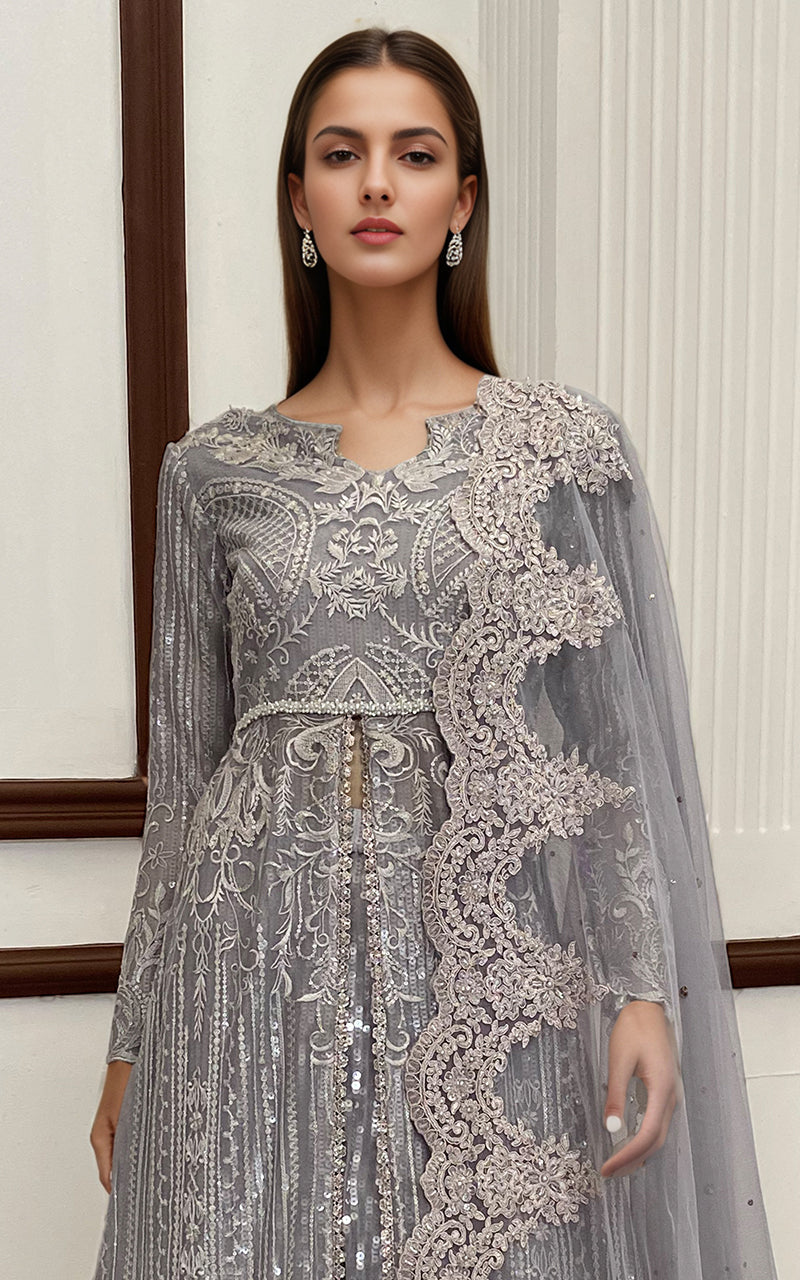 Threads and Motifs | Formal Dresses 25 | Net Embroidered Maxi With Dupatta