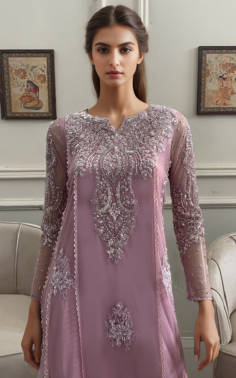 Threads and Motifs | Formal Dresses 25 | NET EMBROIDERD SHIRT WITH TROUSER