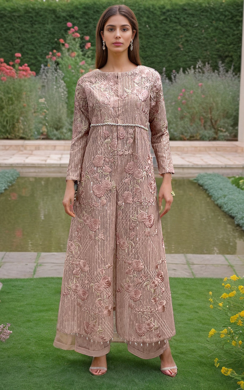 Threads and Motifs | Formal Dresses 25 | Net Embroidered Jacket With Trouser