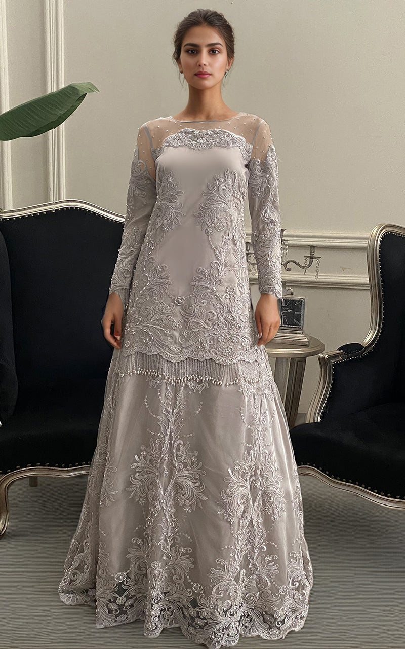 Threads and Motifs | Formal Dresses 25 | Net Embroidered Shirt With Lehenga