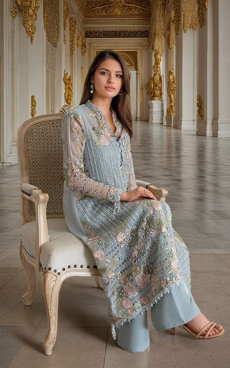 Threads and Motifs | Formal Dresses 25 | Organza Embroidered Front Open Jacket