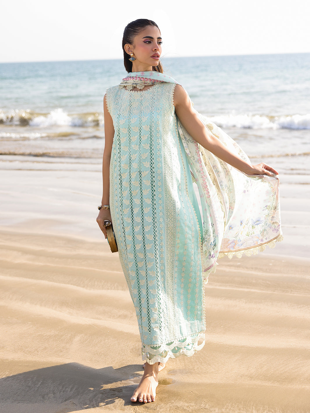 Faiza Faisal | Marine Luxury Lawn 25 | AINE - Official Faiza Faisal - Agha Fabrics UK