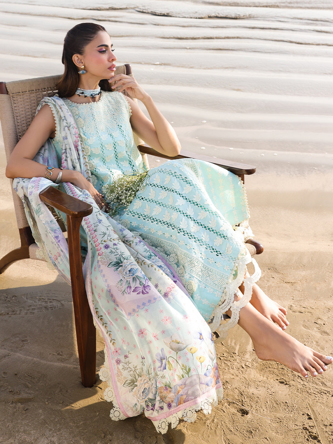 Faiza Faisal | Marine Luxury Lawn 25 | AINE - Official Faiza Faisal - Agha Fabrics UK