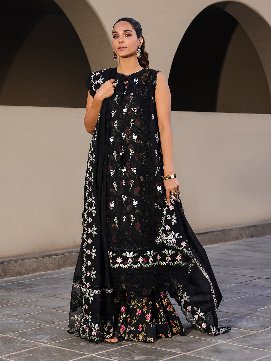 Faiza Faisal | Marine Luxury Lawn 25 | ELVA - Official Faiza Faisal - Agha Fabrics UK