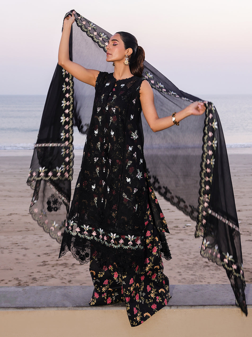 Faiza Faisal | Marine Luxury Lawn 25 | ELVA - Official Faiza Faisal - Agha Fabrics UK